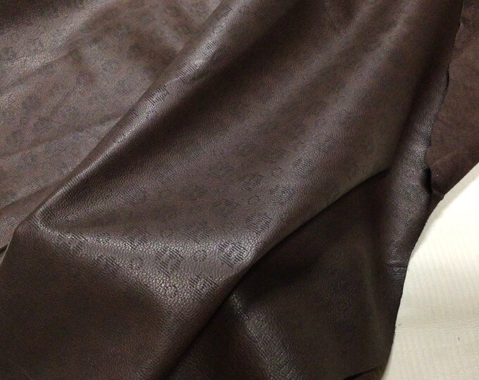 Brown with Lightly Printed Squares Leather Lambskin,  OSM20628