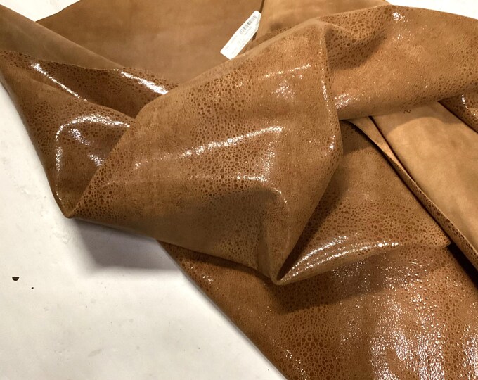 Brown Diatressed Leather Cowhide Remnant. leather hide. Remnant, crafting Leather.  CL52512