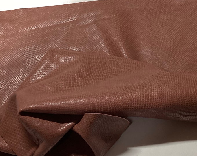 Putty Embossed Snakeskin Pattern. leather Lambskin Remnant,  Leather.  Lambskin.  FRE33