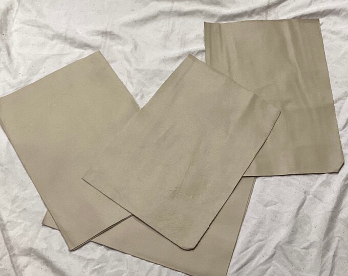 6 Pieces Linen Colored Leather Cowhide Rectangles. HY764