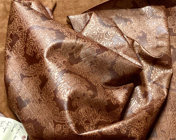 Royal Cognac Palm Damask Blocks Leather Cowhide Partials,  TOWN4500