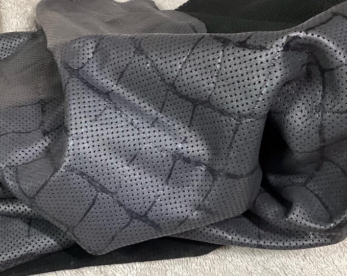 Gray Perforated Reptile Print Leather Lambskin SLO330
