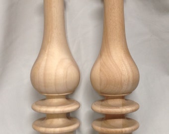 Package of 2 Unfinished Wooden Bedpost Finials 16 inch #FN16