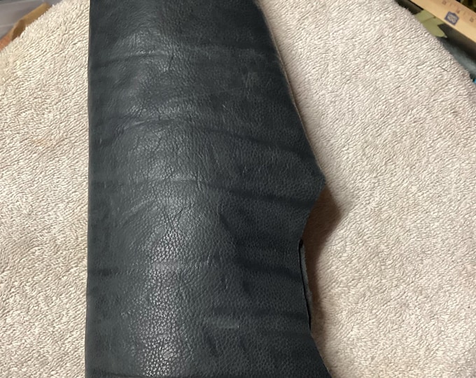 Navy Blue Leather Cowhide Remnant. Leather hides.  Cowhide,  OSM426
