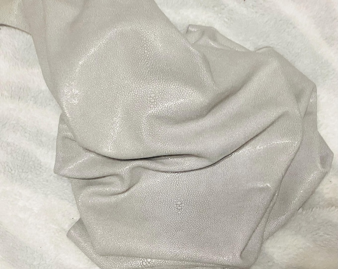 Dove Gray Printed Stingray Leather Cowhide Remnant,  SCR10