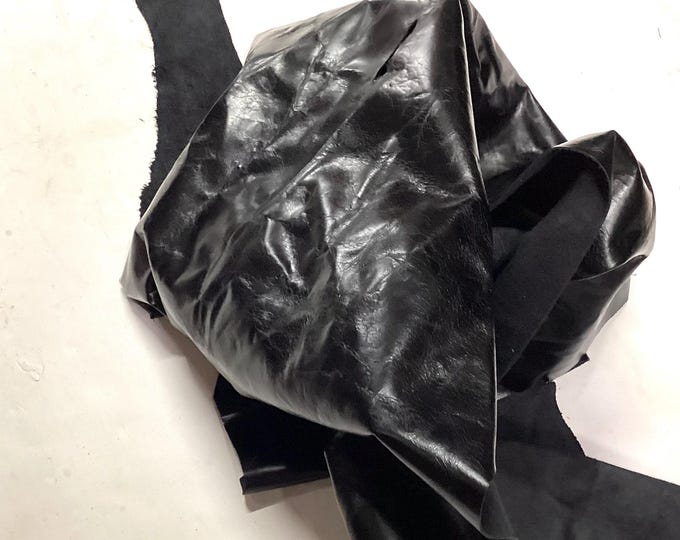 Black Pepper Leather Cowhjde Remnants,  Leather Pieces.  Crafting Leather.  BR1046