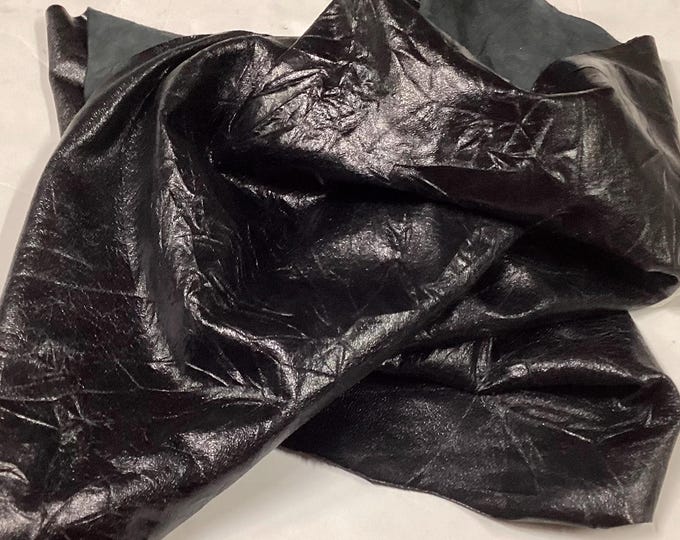 Black Metallic Embossed Leather Lambskin.OSM20581