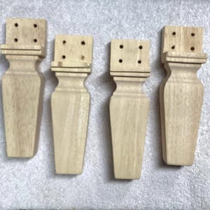 Package of 4 Square Tapered Block Style Furniture Legs, Unfinished. MR46