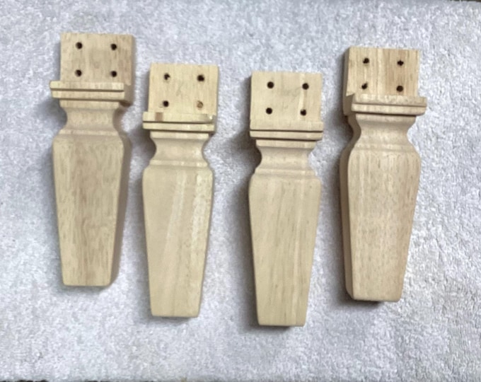 Package of 4 Square Tapered Block Style Furniture Legs, Unfinished. MR46