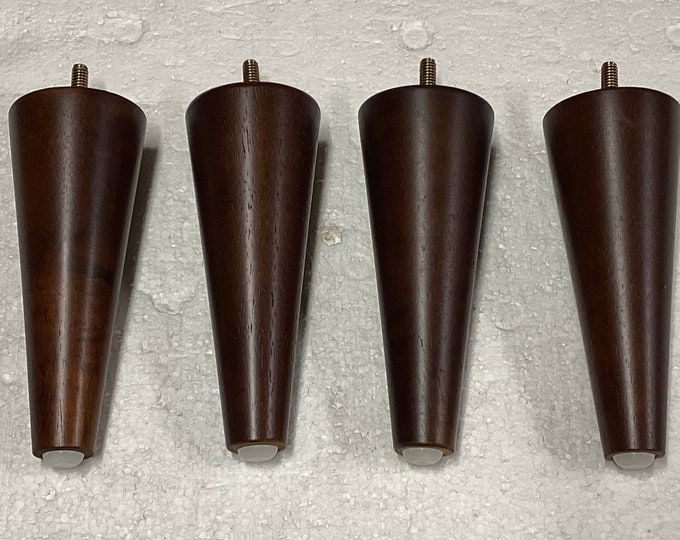 6 Inch Walnut Finish Wooden Furniture Legs in 2 or 4 Packs.  LT6258