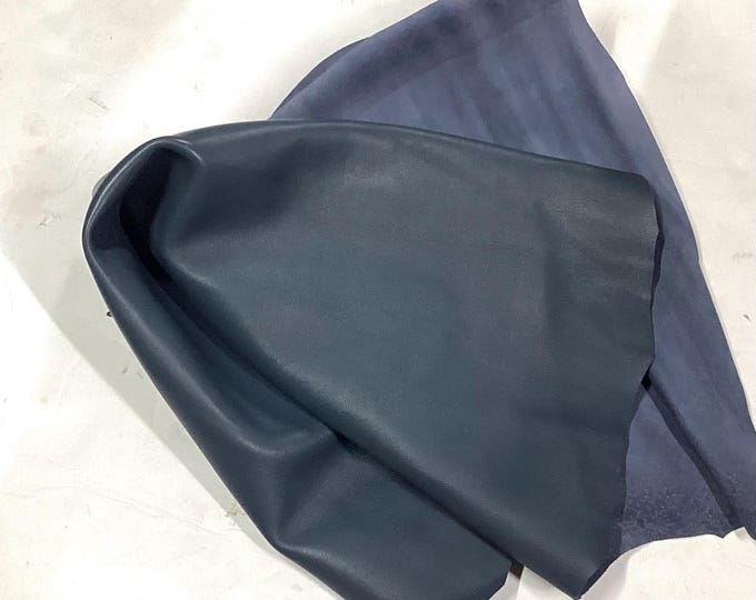 Blue Leather Lambskins Remnant.  Leather pieces.  Hides.  Craft Leather.  OSM475