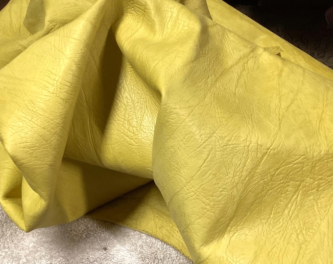 Yellow Textured Leather Cowhide Remnants. Leather Hides. Cowhides.  OSM413