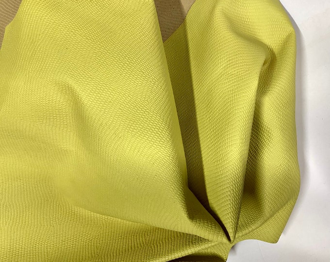 Yellow Embossed Reptile Leather Lambskin,  leather hides,  OSM07716