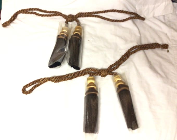 Package of 2 Gold and Brown 24 Inch Tiebacks with 7 Inch Double Tassels TT04