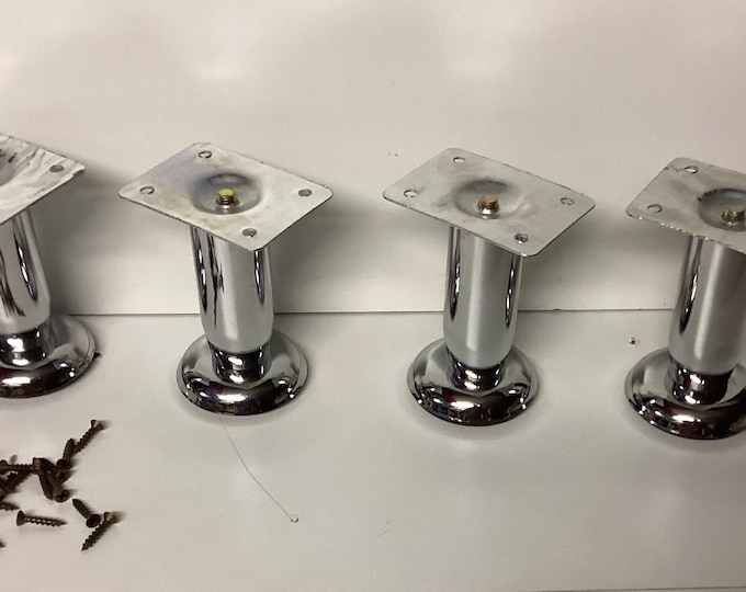 4 Inch Round Nickel Plated Furniture Legs.  LRT2640A