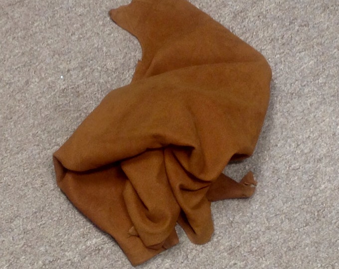 Brown suede Leather Lambskins #WC13.  Leather Hides,