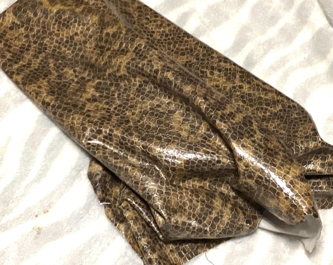 Brown Embossed Leather Cowhide Remnant.  CA102