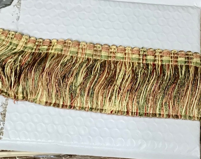 Green-Gold-Red 3 inch cut fringe. Trim. Upholstery Trim. VNT8
