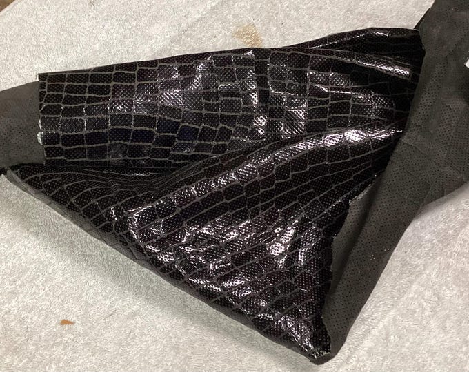 Rich Dark Brown Perforated Reptile Leather Lambskin.  LAMB7022