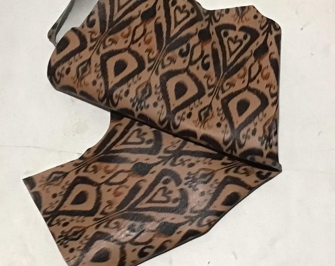 Black and Brown Printed Leather Lambskin. Craft Supplies.  OSM22