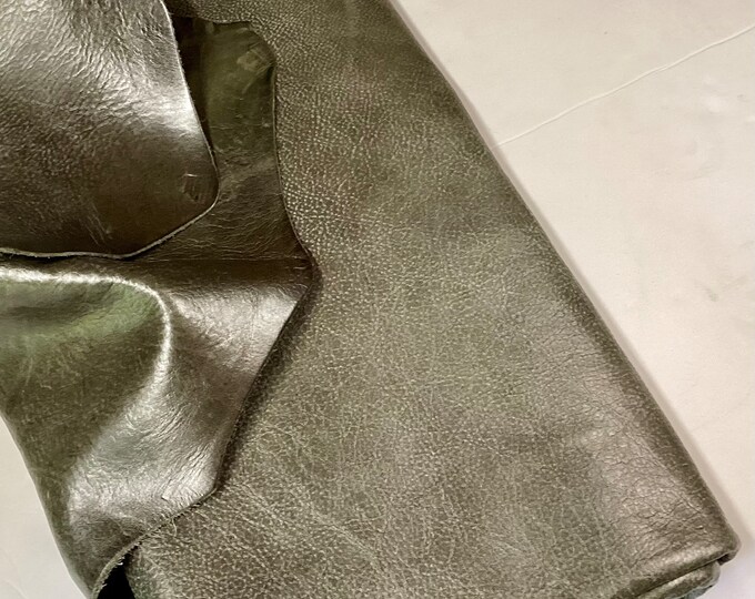 Jungle Green/Gray Cowhides. Leather Hides.  BR632