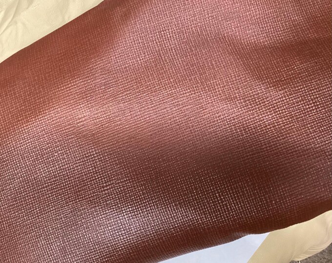 Buffalo Brown Embossed Leather Cowhide.  Leather Hides.  leather Sides. TOWN3018