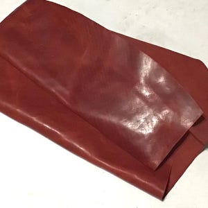 Red Distressed Cowhide Leather Remnant: Crafting Pieces (13x28)