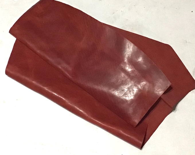 RedDistressed Leather Cowhide Remnant. Leather Pieces. Crafting Leather. DR1969