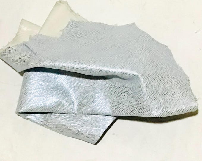 Silver Metallic Leather Lambskins.  Crafting Supplies.  OSM28
