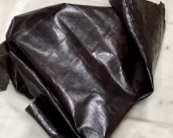 Dark Brown Embossed Turtle Leather Lambskins. LAMB7408