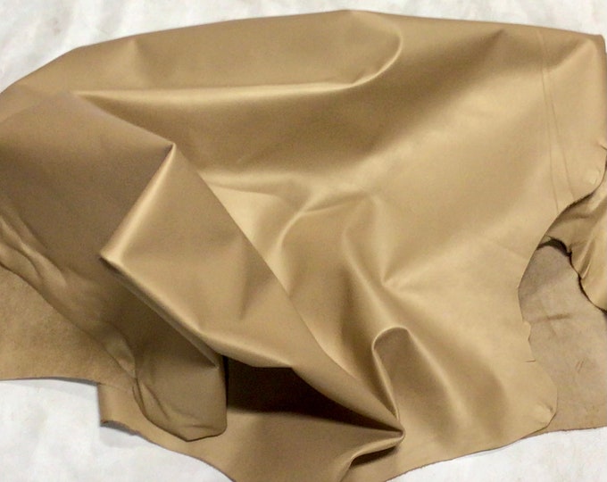 Satin Goldenrod Leather Cowhide Remnants. Leather Hide,  TOWN321
