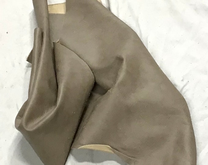4 Pieces Stone Colored Leather Cowhide Squares, Leather Remnants.  HY771