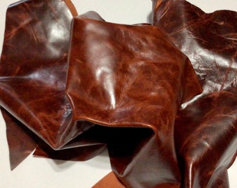 Brick Red Pullup Leather Cowhide Remnants. MRH2627