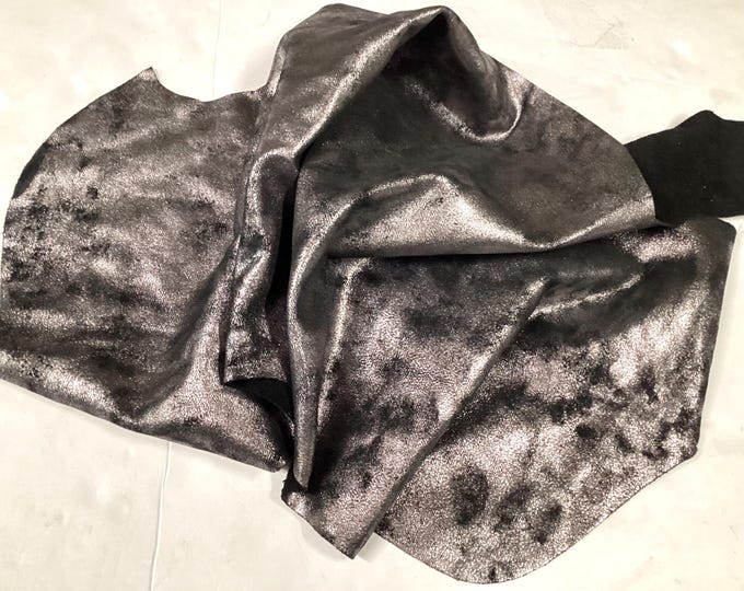 Silver with Black Spots leather cowhide remnant, Leather Hides,  cowhide, remnants, OSM449