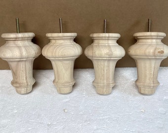 LT6041 Package of 4 Turned Unfinished Wooden Furniture Legs.