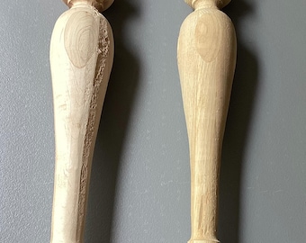 2 Rustic Wooden Oak Table Legs Unfinished and Not Sanded.
