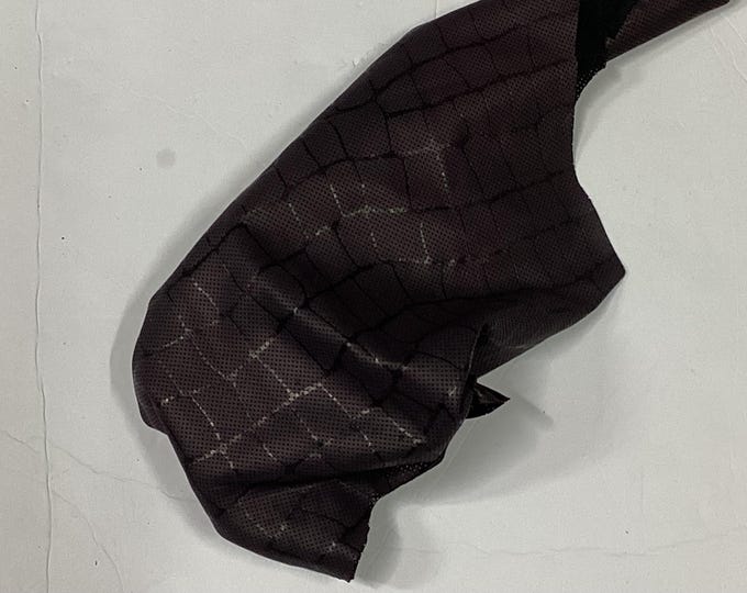 Black Perforated Embossed Gator Leather Lambskins. OSM202669