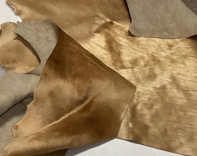 Golden Brown Leather Cowhide Remnant. Leather Hide. Cowhide. Leather crafts, CL52533