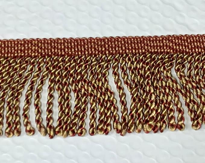 Gold and Burgundy 3 inch Knitted Bullion Fringe.  PR15 PR16