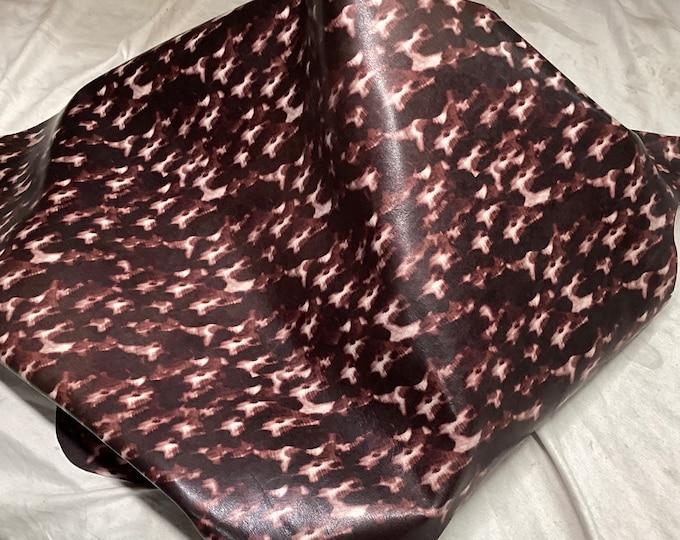Burgundy and White Print Smooth Leather Lambskins. OSM10195