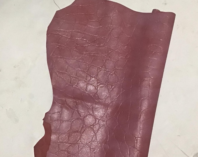 Metallic Rose Embossed Gator Leather Lambskin, Leather Hide, OSM 11