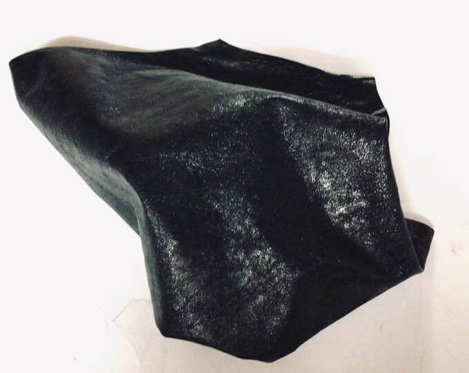 Black Metallic Leather Lambskins. Crafting Leather. Leather Hides. Handbag Leather. Upholstery Leather.  OSM1834