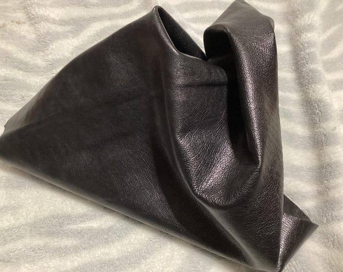 Black Leather Cowhide Remnant.  CA113