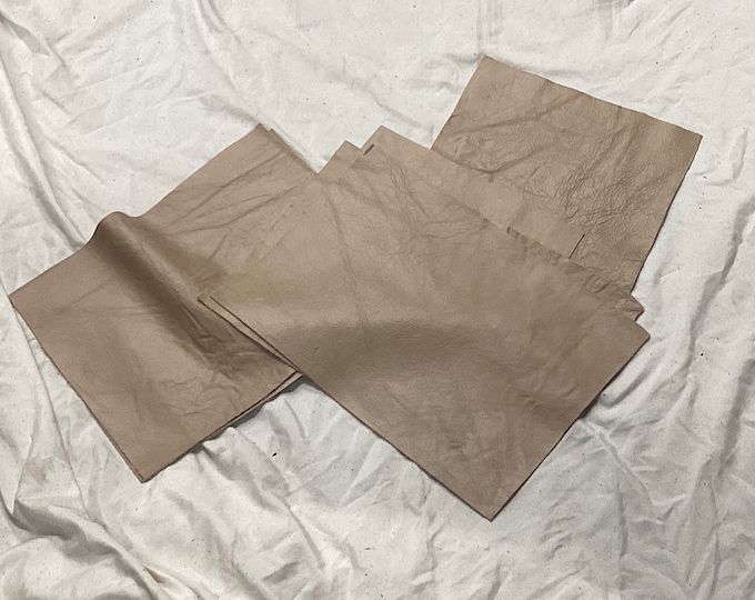 6 Pieces Mushroom Colored Leather Cowhide Rectangles.  HY765