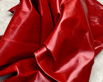 Cherry Red PullUp Leather Cowhide, Semi-Gloss Finish, Crafting Material (30 sq ft) MG6
