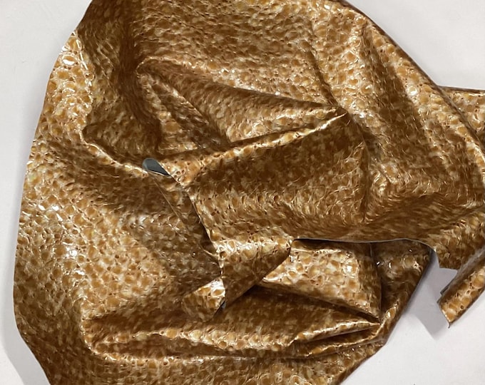 Copper Patent Embossed Leather Cowhide Remnant. Cowhide, Leather Hides.  OSM404