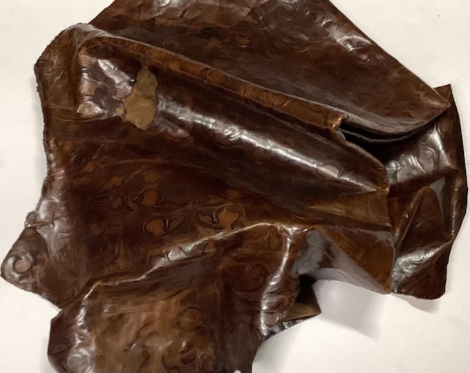 Brown Embossed Reversible Leather Cowhide, upholstery leather, DD4991