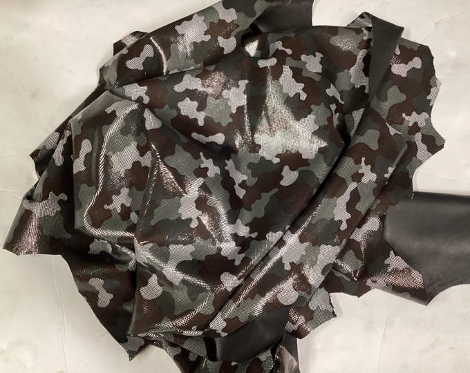 Camouflage Brown and Gray Leather Lambskins. AI. Leather Hides. Gifts. Garment Leather, Crafting Leather.  OSM1108
