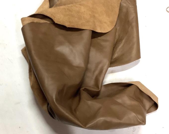 Dark Tan Leather Cowhide Remnants. Leather Hides, Cowhides, Leather Pieses. Crafting Leather. BR899