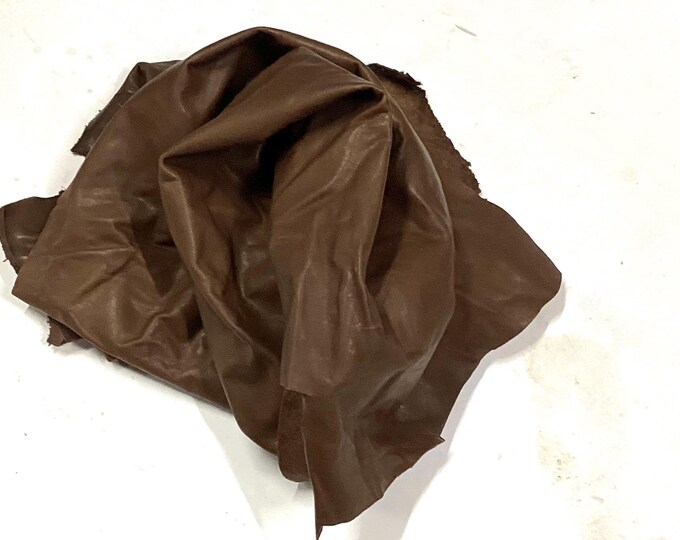 Dark Mink Brown Leather Cowhide Remnants. Leather Pieces. Remnants.  BR890